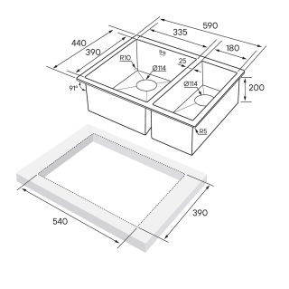 Мойка кухонная Paulmark Gerberg PM225944-BGL левая брашированное золото